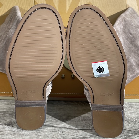 New Women’s UGG Gracen Mouse Grey Suede Knee High Zip Up Pull On Boots - Picture 6 of 6